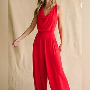 Free People Royale One-Piece Sz XL Bright Red NEW Flowy Beach Coastal Dopamine